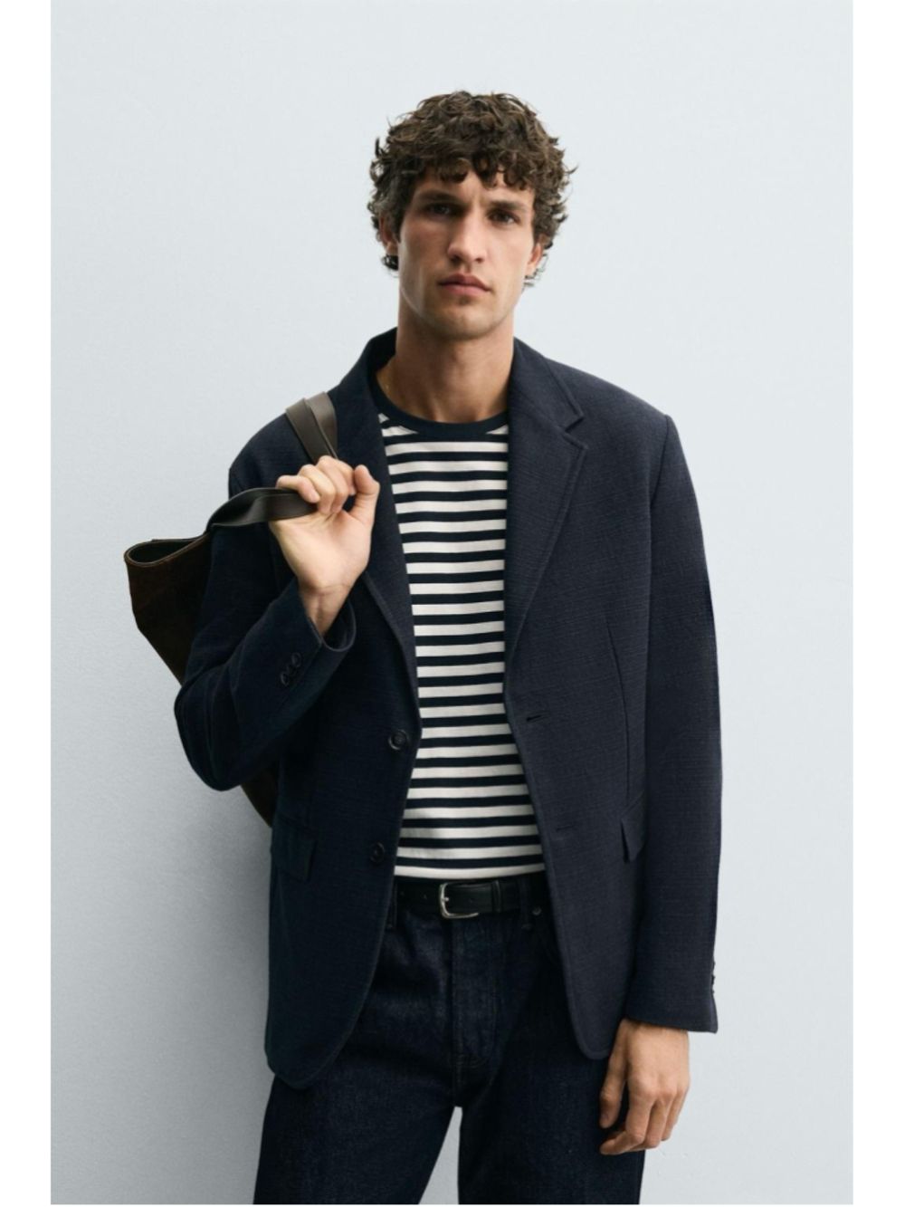 Zara Textured Blazer Regular Fit Mens Size XL Navy NWT